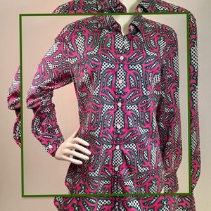 J..CREW THE PERFECT SHIRT BLACK & PURPLE S